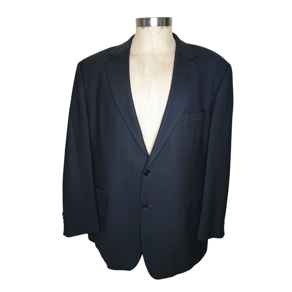 Brooks Brothers Mens Suit Jacket 46R Wool Black Striped 346 Blazer